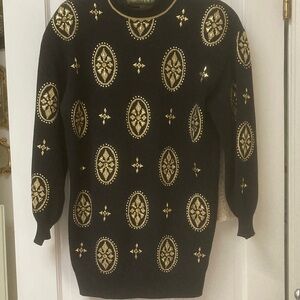 Exquisite St John Sweater with Gold Embellishments